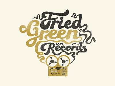 Fried Green Records v2 lettering logo music record reel retro script t shirt vintage