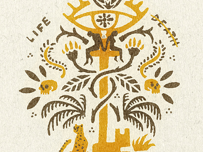 Procreate Doodle 27 (or something) death eye foliage grit illustration key life matchbook palm tree skull texture