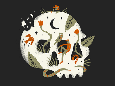 Dreamy Weekend Vibes death dreamy eyes foliage leaves owl procreate skull snake texture