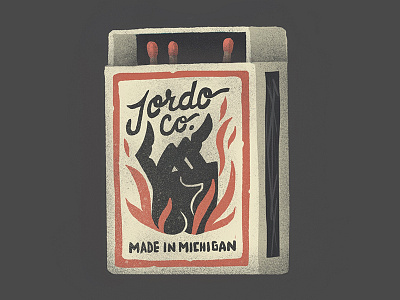 Jordo Co. fire hand illustration lettering matchbox michigan script vintage
