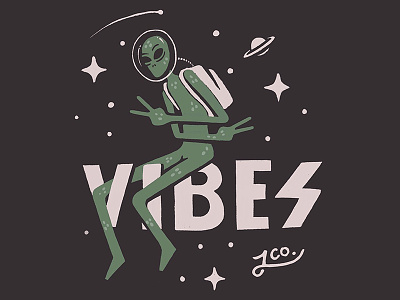 Vibes of the Third Kind alien hand lettering illustration lettering planet procreate solar system space stars