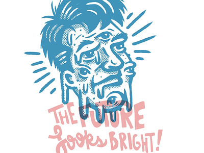 Bright Futures atomic face halftones illustration lettering melt skin