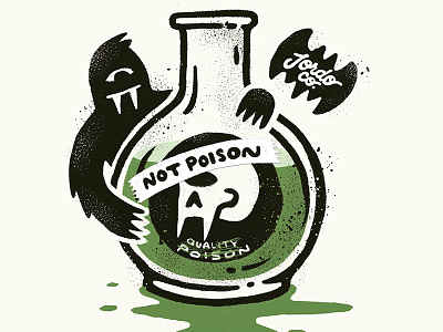 Not Poison bat bottle cute dark grit illustration inktober label lettering monster october poision poisonous skull texture