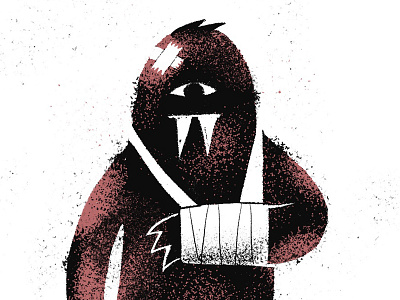 Swollen broken character eye gritty illustration inktober rough swollen texture