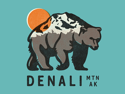 Denali Mountain alaska bear illustration mountain nationalparks outdoors tshirt wildlife