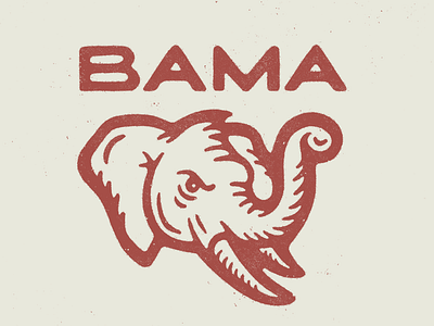 Bama alabama bama elephant football handdrawn handlettering ipad mascot procreate retro texture vintage