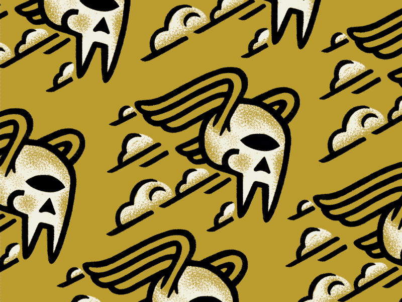 Flock of Jordos clouds creature illustration pattern skull sky texture wings