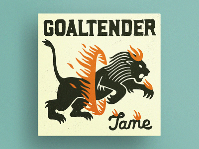 Goaltender "Tame" album art album cover circus illustration lion simplistic texture