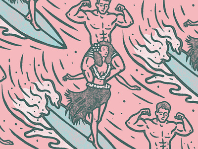 Hula Surf Flex cocktail doodle drawing hula illustration maitai muscles surfing texture waves