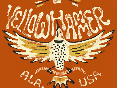 Yellowhammer State alabama bird handdrawn handlettering illustration lettering state wings woodpecker yellowhammer