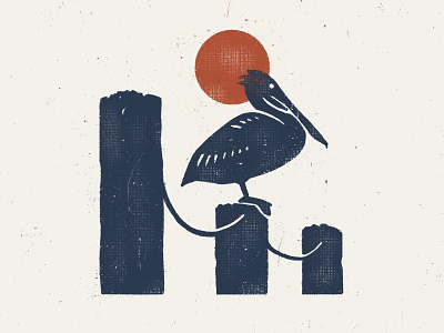 Posted Up alabama beach bird fishing florida illustration nationalparks pelican texture wildlife