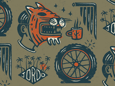 Coffee Drawing 7.22.19 coffee doodle drawings flash mask moto palm tiger tire wheel