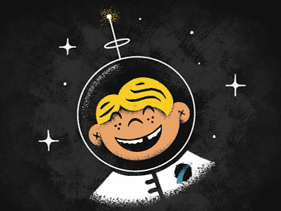 Vectorfuzzies - Spaceboy astronaut boy drawing midcentury outerspace retrosupplyco space