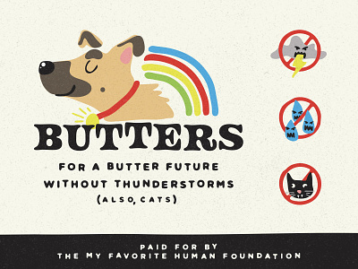 BUTTERS for AMERICA blob brush butter campaign cat dog lightning platform politics presidential storms thunder