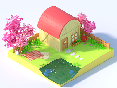 Spring 3d 3d modeling blender illustration render