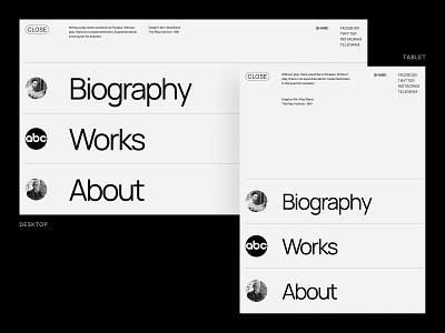 03, Paul Rand concept, menu (desktop/tablet) bw composition concept design grid layout menu ui ux