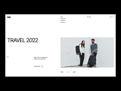 Aer redesign concept 2022 backpack black bw composition design ecommerce grid inter layout typography ui ux white
