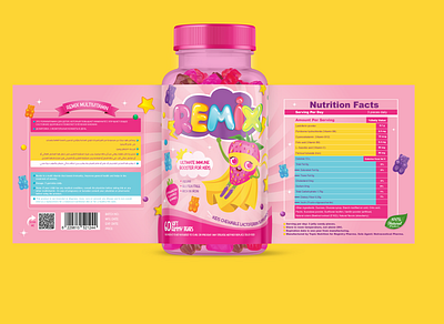 Remix Kids Multivitamin Gummies - Packaging Design bears branding creative design graphic design gummies kids marketing multivitamins packaging