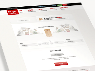 Upload Photo Page decoration homepage interface photo red ui upload ux web web design web interface website wip