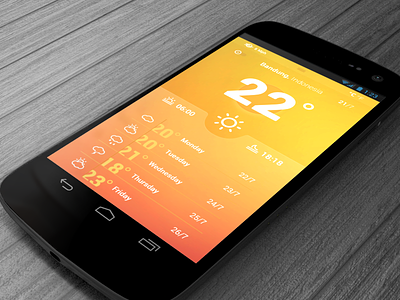 Weather App android app celcius fahrenheit interface showcase sun ui warm weather wood