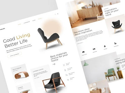 Maleo - Home Decor & Interior Web Design chair clean ecommerce furniture home home decor homepage homepage ui house interface interior landing page ui ux web web design website wooden