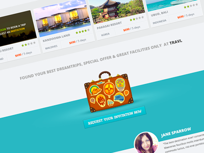 Travel Home Page big image clean interface travel travl web web design