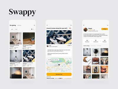Swappy · Neighbourhood sharing concept adobe xd mobile product redesign