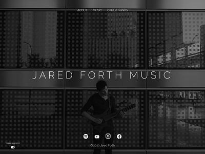 Jared Forth Music | Homepage - Dark Mode css dark dark mode flat javascript minimalist toggle ui ux web web design