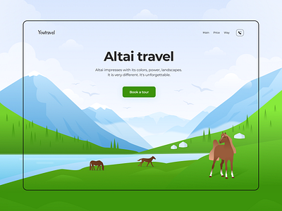 Altai Website art design drown horse illustration illustrator nature tour tourism travel vector vectorart web design webdesign website