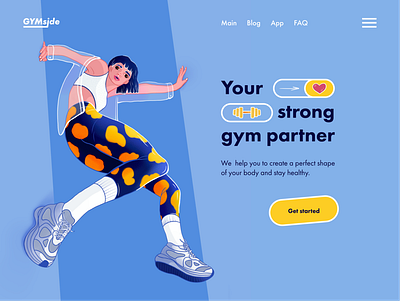 Fitness promo concept art fitness girl girl jump gym illustration jump sneakers sport sport girl sportswear ui web design