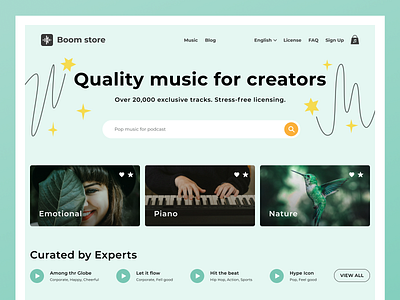 Boom store color green music music serch music shop music store music wave search star track ui web design