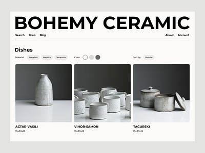 Bohemy ceramic bohemy ceramic cards shop ceramic shop dishes minimal monocolor shop store ui web design