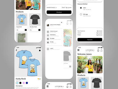 Atthika.Co Mobile Application Mockups clean ui e commerce mobile ui modern shirts