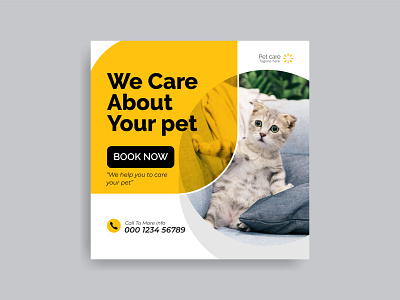 Pet care social media post or web banner template