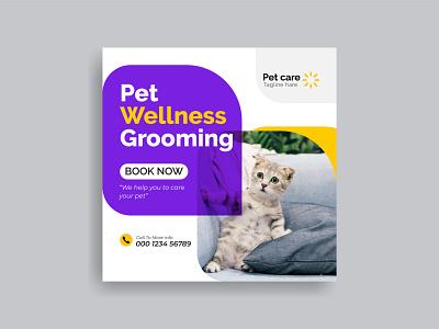 Pet care social media post or web banner template clinic doctor dog flyer grooming hospital layout marketing media medicine pet post promotion puppy sale service social social media story veterinary