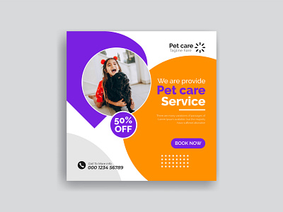 Pet care social media post or web banner template clinic doctor dog flyer grooming hospital layout marketing media medicine pet post promotion puppy sale service social social media story veterinary