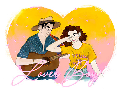 Lover Boy digitalillustration illustration lovers musicsong procreate romantic serenade