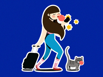 Vacation artwork cat digitalillustration drawing girls holiday illustration painting vacation