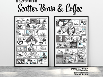 Scatter Brain and Coffee cartoon comic strip illustration student work