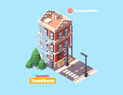 Vector Isometric TownHouse adobe illustrator design game design home house isometric isometry project road town townhouse vector