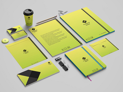Corporate Stationery advertising black brand design business stationary cd cover commercial company branding corporate elegant envelop professional promotional simple design yellow