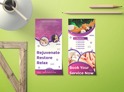 Beauty care Rack Card banner banners beauty care club cosmetic face foot freshing hair dresser hairdresser house massage nail purple rack card relax roll up salon shaping