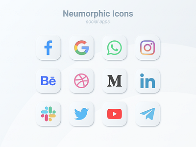 Neumorphic icons apps design icon set icons neumorphism social media ui