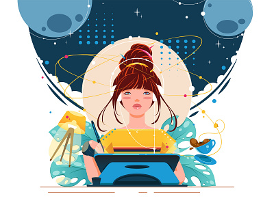 Self-portrait ;) designer at work character design design designing illustraion illustration loony rabbit minimal vector web woman work