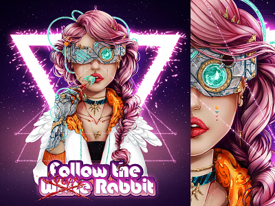 Follow The Loony Rabbit character character design cybergirl cyberpunk detail digital painting girl illustraion loony rabbit minimal photoshop retro retrowave