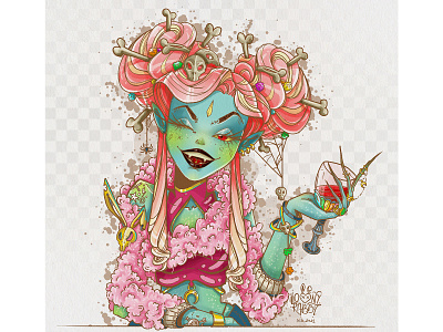 Cheers ;P Halloween character design concept art design digital art girl graphic design illustraion illustration loony rabbit skull wampirella woman
