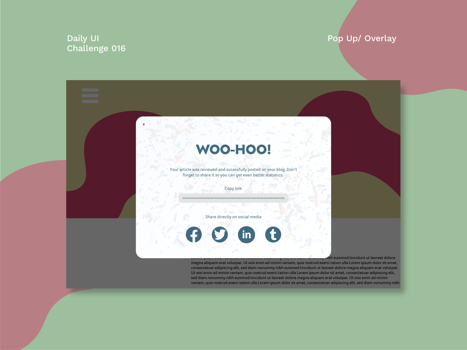 Daily UI #016 - Pop Up/Overlay by Sérgio Pires on Dribbble