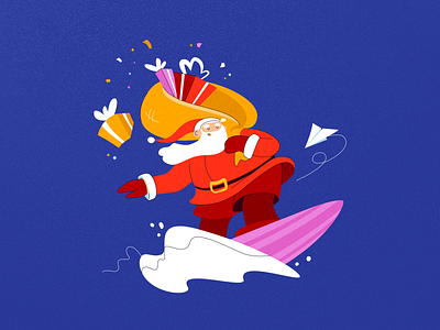 Merry Christmas character christmas dribbble gifts holidays illustration merry christmas new year santa santa claus surfer