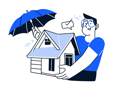 Home insurance adobe illustrator character dribbble home illustration insurance person umbrella vector