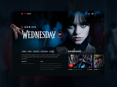 Concept page for the series «Wednesday»